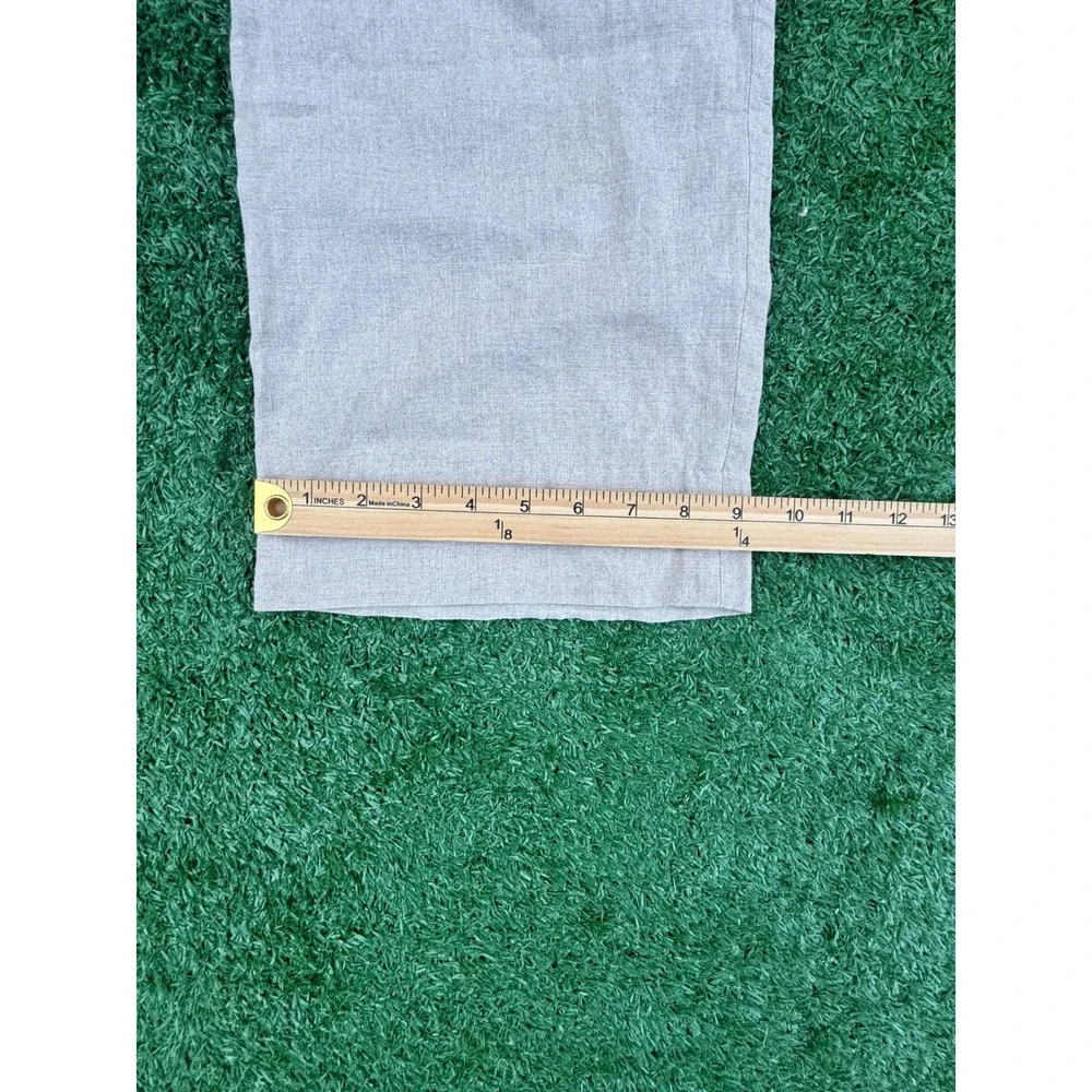 Berle Mens Linen Dress Pants Tan Flat Front Gingham Lining Size 40